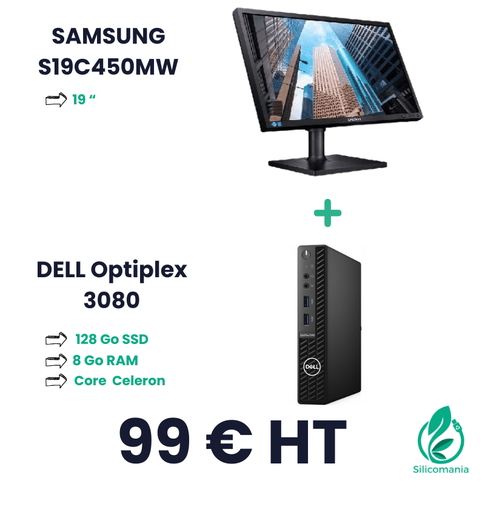 DELL optiplex 3080 Mini + SAMSUNG S19C450MW 19"